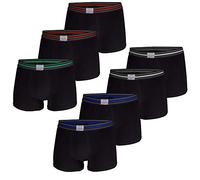 Luca David, Herren Boxershorts, Jersey Trunks, 7er Pack (L / 6, schwarz, Bund gestreift)