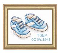 Luca-S B1138 Baby Schuhe Junge Kreuzstichset, Baumwolle, mehrfarbig, 12,5x8cm