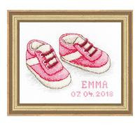 Luca-S B1139 Baby Schuhe Mädchen Kreuzstichset, Baumwolle, mehrfarbig, 12,5x8cm