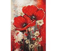 Luca-S Kreuzstich-Set Der Tanz der Mohnblumen, B7046, Kreuzstich-Set nach Zählmuster für Erwachsene, Handarbeits- und Stickset