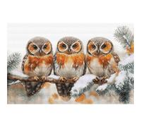 Kreuzstich Stickpackung Eulen in der Stille des Winters, Zählmuster, 40x24,5cm