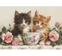 Luca-S Kreuzstich-Set Gold - Morgen der Katzen BU5070 Kreuzstich-Set nach Zählmuster für Erwachsene, Handarbeits- und Stickset