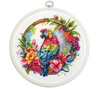 Luca-S Kreuzstich Set mit Stickrahmen Der tropische Papagei Zählmuster