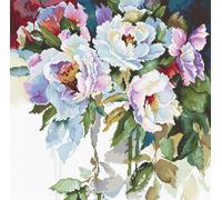 Luca-S Kreuzstich Set Weiße Rosen Zählmuster, Multifarbig