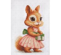 Luca-S Kreuzstich Stickpackung Das Eichhörnchen-Geschenk, Zählmuster, Multifarbig