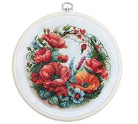 Luca-S Kreuzstich Stickpackung mit Stickrahmen Komposition mit Mohnblumen Zählmuster