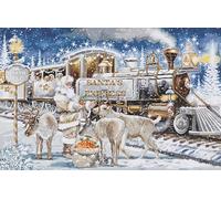 Luca-S Kreuzstich Stickpackung Santas Express Weiß Zählmuster, Multifarbig