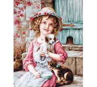 Luca-S Kreuzstichset Besten Freunde Mädchen, Zählmuster, 35x40cm