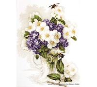 Luca-S Kreuzstichset Jasmin Blumen Vase, Zählmuster, 28,5x37,5cm