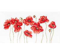 Luca-S Kreuzstichset Mohnblumen I, Zählmuster, 40x23,5cm