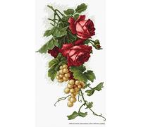 Luca-S Rote Rosen mit Trauben Kreuzstichset, Baumwolle, Mehrfarbig, 20x33cm