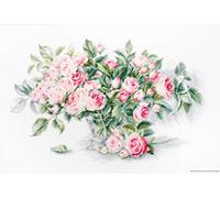 Luca-S Kreuzstichset Strauß rosa Rosen, Zählmuster, 31x20cm