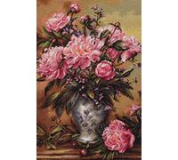 Luca-S Kreuzstichset Vase mit Pfingstrosen, Zählmuster, 34x41cm