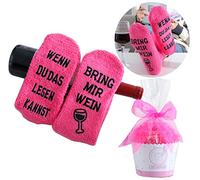 Lucadeau Socken mit Wein Spruch, Geburtstagsgeschenke für Frauen - WENN DU DAS LESEN KANNST, BRING MIR WEIN, Geschenk für Freundin Schwester Mama Geburtstag Weihnachten