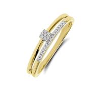 Lucardi - Damen 14 Karat Gelbgoldring mit Diamant 0,02 ct - Ring - 585 Gold - Weißgold - 19/60 mm - Nickelfrei