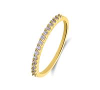 Lucardi - Damen 925 Silber-Ring, vergoldet, mit einer Reihe Zirkonia-Besatz - Ring - 925 Silber - Gelbgold legiert - 19.50/62 mm - Nickelfrei