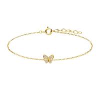 Lucardi - Damen Armband aus 925er Silber, vergoldet, Schmetterling, Zirkonia - Armband - 925 Silber - Gelbgold legiert - 19 cm - Nickelfrei