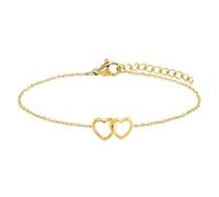 Lucardi - Damen Armband mit Armreif und Plattierung - Herzförmig - Schmuck - Geschenke für Frauen - Gold