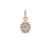 Lucardi - Damen Charm aus Edelstahl, vergoldet, offenes Oval mit Zirkonia - Anhänger - Stahl - Gelbgold legiert - Nickelfrei