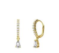 Lucardi - Damen Goldplattierte Ohrringe, 925 Silber, Tropfen, Zirkonia - Ohrringe - 925 Silber - Gelbgold legiert - Nickelfrei