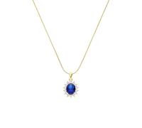 Lucardi - Damen Halskette aus 925er Silber mit Entourage-Anhänger, Blau/Weiß, vergoldet - Halskette - 925 Silber - Gelbgold legiert - 48 cm - Nickelfrei