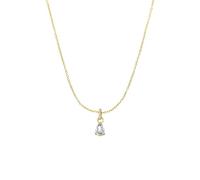 Lucardi - Damen Halskette aus 925er Silber, vergoldet, mit Anhänger, Tropfen, Zirkonia - Halskette - 925 Silber - Gelbgold legiert - 45 cm - Nickelfrei