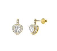 Lucardi - Damen Ohrringe, 925 Silber, Vergoldete Herz mit Zirkonia - Ohrringe - 925 Silber - Gelbgold legiert - Nickelfrei