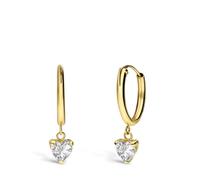 Lucardi - Damen Ohrringe aus 585er Gelbgold mit herzförmigem Zirkonia - Nickelfrei