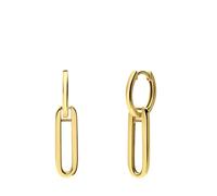 Lucardi - Damen Ohrringe aus 925er Silber, vergoldet, mit Anhänger, oval - Ohrringe - 925 Silber - Gelbgold legiert - Nickelfrei