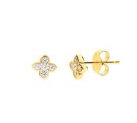 Lucardi - Damen Ohrstecker aus 925er Silber, vergoldet, Blume, Zirkonia - Ohrringe - 925 Silber - Gelbgold legiert - Nickelfrei