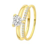 Lucardi - Damen Plattierter Ring - Herzförmig - Schmuck - Geschenk Gold