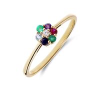 Lucardi - Damen Ring, 585 Gold, Blume, Diamant (0,025 kt) - Ring - 585 Gold - Gelbgold - 19.50/62 mm - Nickelfrei