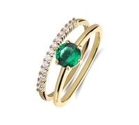 Lucardi - Damen - Ring - 925 Silber - Gelbgold legiert - 18.50/58 mm - Nickelfrei