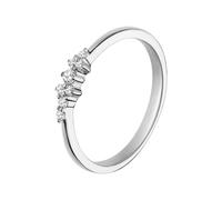 Lucardi - Damen Ring aus 925er Silber, asymmetrisch, Zirkonia - Ring - 925 Silber - Silberfarbig - 19/60 mm - Nickelfrei