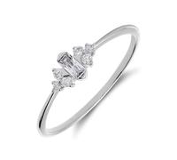 Lucardi - Damen Ring aus 925er Silber, Baguette - Ring - 925 Silber - Silberfarbig - 16/50 mm - Nickelfrei