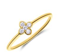 Lucardi - Damen Ring aus 925er Silber, vergoldet, Blume, Zirkonia - Ring - 925 Silber - Gelbgold legiert - 17.50/55 mm - Nickelfrei