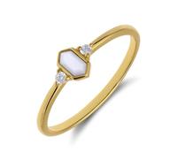 Lucardi - Damen Ring aus 925er Silber, vergoldet, mit Perlmutt und Zirkoniasteinen besetzt - Ring - 925 Silber - Gelbgold legiert - 19/60 mm - Nickelfrei