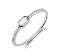 Lucardi - Damen Ring aus 925er Silber, vergoldet, Perlmutt - Ring - 925 Silber - Gelbgold legiert - 18.50/58 mm - Nickelfrei