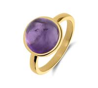 Lucardi - Damen Ring aus Edelstahl, vergoldet, mit Amethyst - Ring - Stahl - Gelbgold legiert - 19/60 mm - Nickelfrei