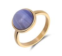 Lucardi - Damen Ring aus Edelstahl, vergoldet, mit blauer Spitze achat - Ring - Stahl - Gelbgold legiert - 20/63 mm - Nickelfrei