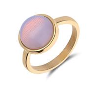 Lucardi - Damen Ring aus Edelstahl, vergoldet, mit Opal - Ring - Stahl - Gelbgold legiert - 20/63 mm - Nickelfrei