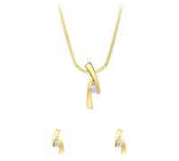 Lucardi - Damen Schmuckset, 925 Silber, vergoldet, matt/glänzend, mit Zirkonia - Geschenke für Frauen -set - 925 Silber - Gelbgold legiert - Nickelfrei