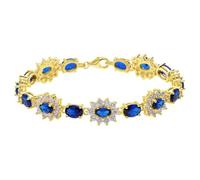 Lucardi - Damen Silberarmband Zirkonia blau, vergoldet - Armband - 925 Silber - Gelbgold legiert - 17.50 cm - Nickelfrei