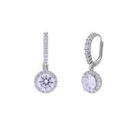 Lucardi - Damen Silberne Creolen mit Zirkonia für Damen - Ohrringe - 925 Silber - Silberfarbig - Nickelfrei