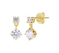 Lucardi - Damen Silberne, goldbeschichtete Ohrringe mit Zirkonia für Damen - Ohrringe - 925 Silber - Gelbgold legiert - Nickelfrei