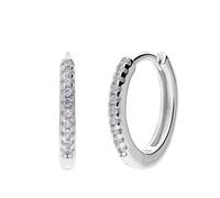 Lucardi - Damen Silberne Ohrringe mit Zirkonia 15 mm - Ohrringe - 925 Silber - Silberfarbig - Nickelfrei