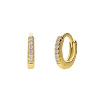 Lucardi - Damen Silberne vergoldete Ohrringe mit 10 mm Zirkonia - Ohrringe - 925 Silber - Gelbgold legiert - Nickelfrei