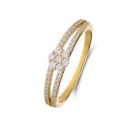 Lucardi - Damen Silberner goldbeschichteter Ring mit Zirkonia für Damen - Ring - 925 Silber - Gelbgold legiert - 18/57 mm - Nickelfrei