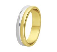 Lucardi - Damen Silberner Ring 2-farbig - Ring - 925 Silber - Silber und Gelbgold legiert - 18.5/58 mm - Nickelfrei