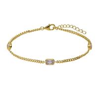 Lucardi - Damen Silbernes goldbeschichtetes Armband mit Anhänger mit Zirkonia - Armband - 925 Silber - Gelbgold legiert - 19 cm - Nickelfrei